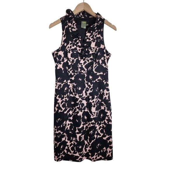 Taylor Dress Women's 6 Sleeveless Floral Midi V-Neck Pink Black‎ - Picture 1 of 4